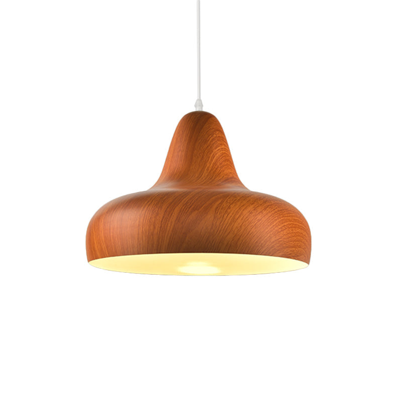 1-Light Warehouse Onion Aluminum Pendant - White/Coffee/Wood Ideal For Dining Room