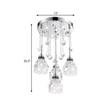 Sleek Chrome Semi Flush Light Fixture With Lotus Crystal Shade - Perfect For Modern Dining Rooms