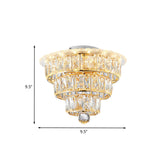 Modern Beveled Crystal Gold Flushmount Led Ceiling Light - 3 Tiers 9.5/12 Inches Wide