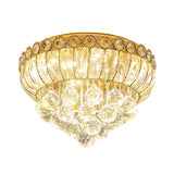 Opulent Crystal Gold Gourd Led Flush Ceiling Light