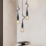 10-Head Industrial Style Black Iron Multi Light Pendant Lamp With Cascading Design And Open Bulb