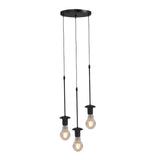 Iron Exposed Bulb Ceiling Light With 5/10 Heads In Black - Perfect For Loft Bistro And More