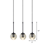 Industrial Hanging Pendant Light Kit - Clear Glass Black Cluster Globe With 3/5/10 Heads