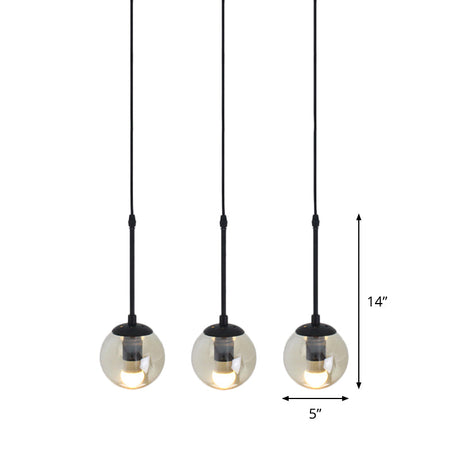 Industrial Hanging Pendant Light Kit - Clear Glass Black Cluster Globe With 3/5/10 Heads