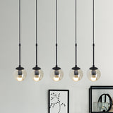 Industrial Hanging Pendant Light Kit - Clear Glass Black Cluster Globe With 3/5/10 Heads