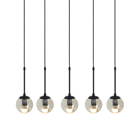 Industrial Hanging Pendant Light Kit - Clear Glass Black Cluster Globe With 3/5/10 Heads