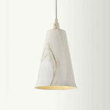 Farmhouse Style 1-Light Metal Pendant Fixture - White/Yellow/Brown Deep Cone Living Room Hanging
