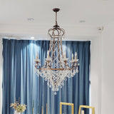Countryside Crystal Chandelier - Rustic 8-Light Pendant Lighting With Crisscrossed Strands