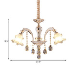 Ruffled Glass Chandelier: 2-Layer Antiqued Design 3/6 Lights Gold Finish