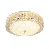 Minimalist Led Crystal Ceiling Light For Hotels - Frosted Flower Glass Shade Gold Finish