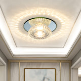Sleek Chrome Crystal Led Flush Light With Mini Flower Bowl Design Perfect For Ceiling Mount Mirror