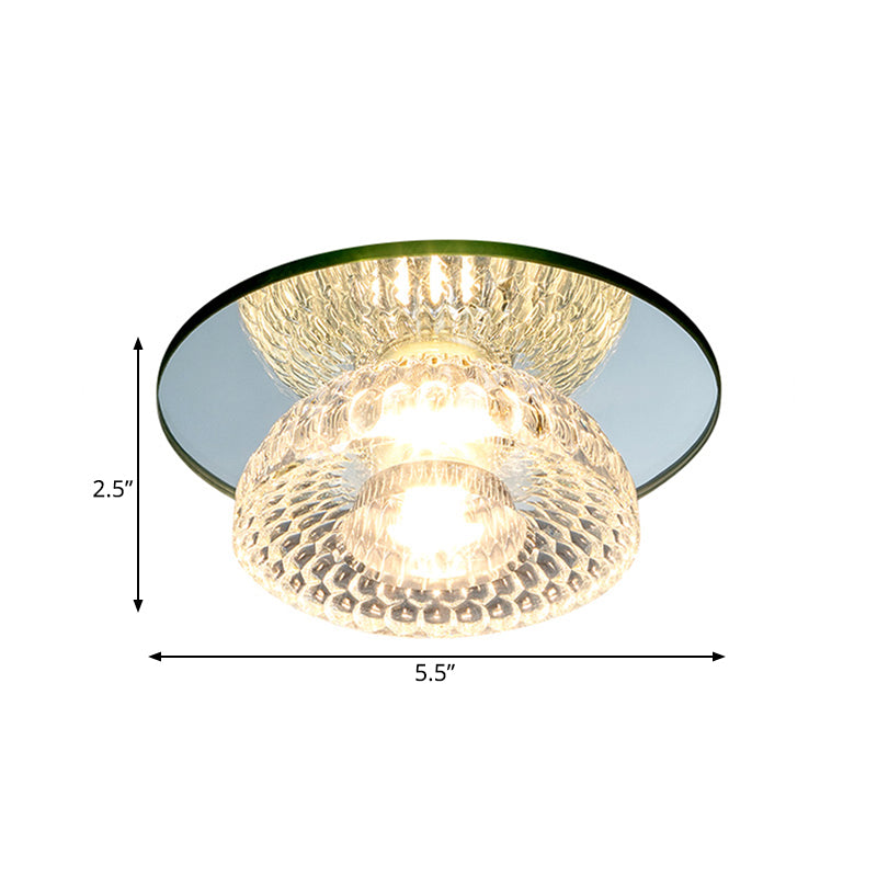 Sleek Chrome Crystal Led Flush Light With Mini Flower Bowl Design Perfect For Ceiling Mount Mirror
