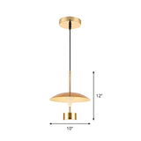 Modern Gold Led Pendant Light For Dining Room - 10/14 Domed Metallic Suspension
