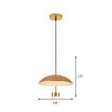 Modern Gold Led Pendant Light For Dining Room - 10/14 Domed Metallic Suspension