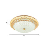 Contemporary Gold Led Flush Ceiling Light With Opal Texture Glass Shade - 16/19.5 Diameter