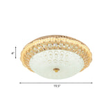 Contemporary Gold Led Flush Ceiling Light With Opal Texture Glass Shade - 16/19.5 Diameter