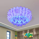 Modern Crystal Blossom Flush Mount Lamp With 5 Lights - Pink/Purple Ceiling Lighting For Bedroom
