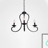 Flameless Candle Ceiling Lamp With Metallic Hanging Design - 3/5 Bulbs Black Ideal For Living Room
