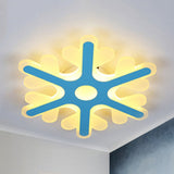 Acrylic Snowflake Flush Mount Ceiling Light For Kids Bedroom Blue / 16