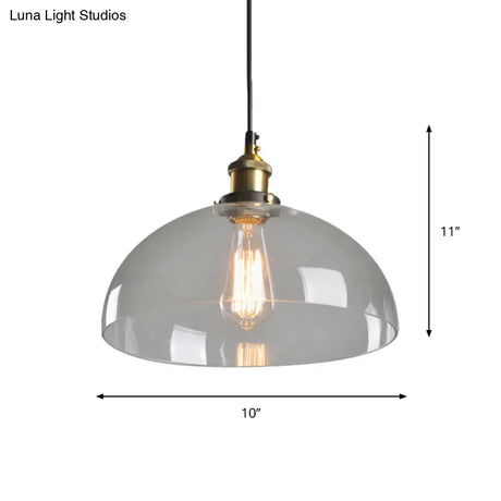8’/10’ Dia Single Bulb Ceiling Pendant Warehouse Globe/Half-Globe Clear Glass Hanging Light
