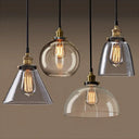 8’/10’ Dia Single Bulb Ceiling Pendant Warehouse Globe/Half-Globe Clear Glass Hanging Light