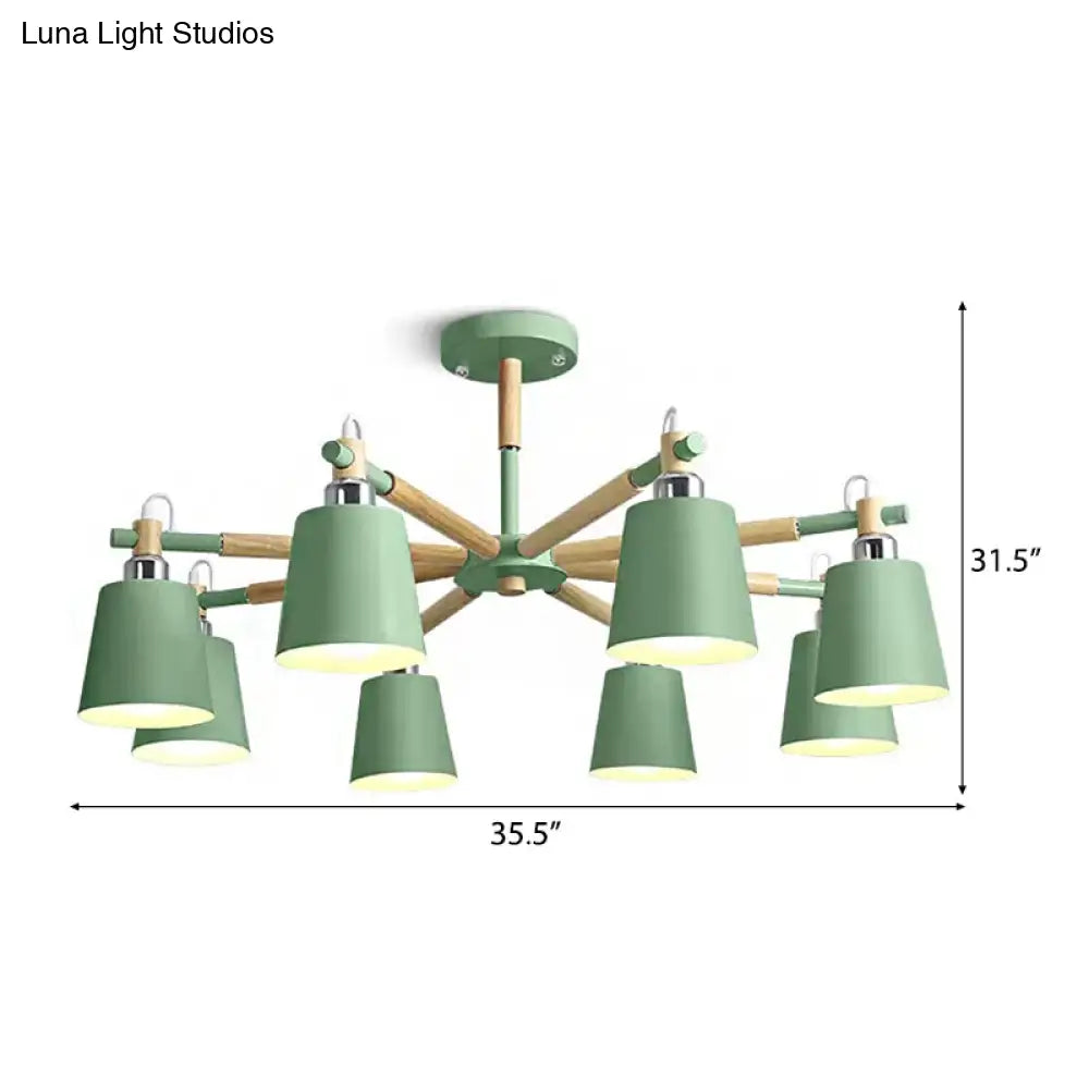 8-Head Metal Chandelier: Stylish Bucket Shape Ideal For Living Room And Restaurant