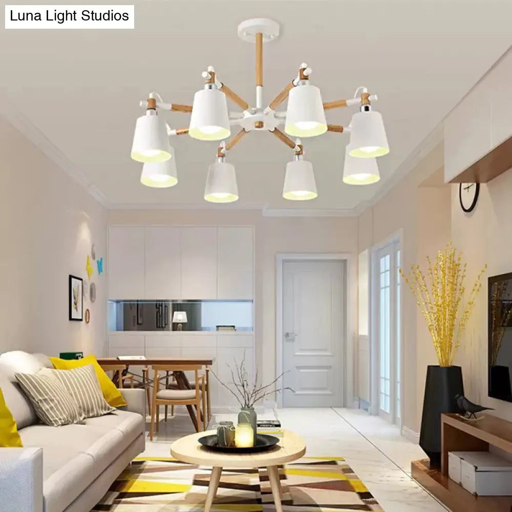 8-Head Metal Chandelier: Stylish Bucket Shape Ideal For Living Room And Restaurant