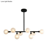 8-Light Black Nordic Globe Island Pendant For Restaurants