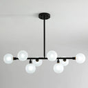 8-Light Black Nordic Globe Island Pendant For Restaurants White