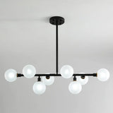 8-Light Black Nordic Globe Island Pendant For Restaurants White