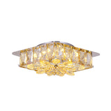 Mini Led Flush Light With Square & Flower Design Simple Amber Or Smoke Grey Crystal Ceiling Fixture