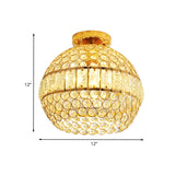 Minimalist Gold Crystal Hemisphere Ceiling Flush Mount For Dining Room - 1-Light