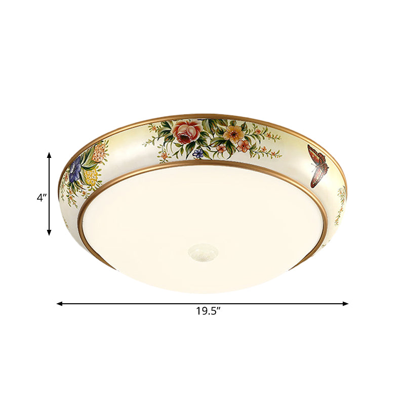Frosted Glass Dome Led Flush Mount Ceiling Light - Korea Country Style (14/19.5 Diameter)