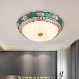 Nordic Blue Led Flushmount Ceiling Lamp 12/16 Dia Frosted Glass Finish