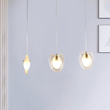 Heart-Shaped 3-Light Brass Ceiling Light With Clear Glass Modern Hanging Lamp Fixture
