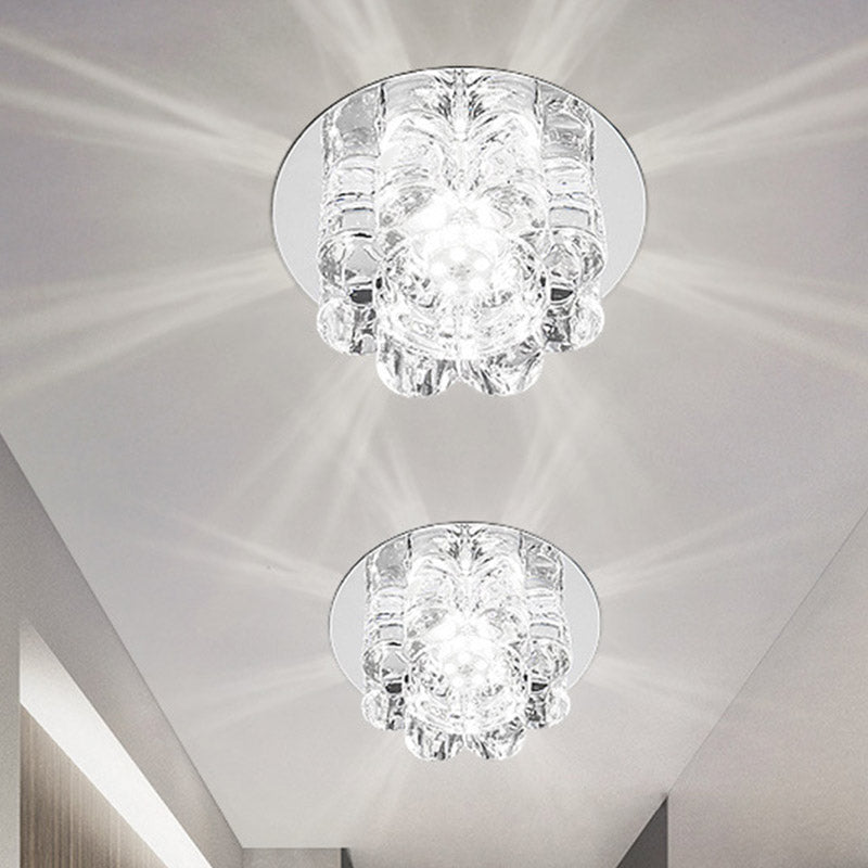 Modern Led Crystal Petal Flush Mount Light Fixture - Warm/White/Multi Color Lighting For Living Room
