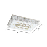 Modern Crystal Led Flushmount Ceiling Light With Chrome Frame - Flower Design For Living Room