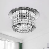 Prismatic Crystal Cylinder Ceiling Lamp - Modern Led Flush Mount Lighting In Warm/White Light