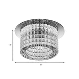 Prismatic Crystal Cylinder Ceiling Lamp - Modern Led Flush Mount Lighting In Warm/White Light