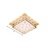 Modern Led Ceiling Mount Square Crystal Flush Light For Hallway With Acrylic Shade