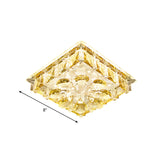 Contemporary Amber Crystal Flushmount Ceiling Lamp - Square Led Light Fixture For Stairs In