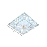 Modern Flush Mount Led Ceiling Light With Clear Crystal Square Design And Scalloped Shade In