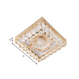 Gold Led Crystal Ceiling Lamp: Minimal Round/Square Design With Flower Shade