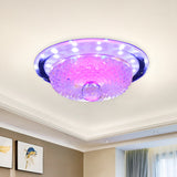Modern Prismatic Crystal Led Flush Ceiling Light Fixture - Tan/Silver Bowl Design