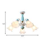 Traditional Floral White Glass Semi-Flush Ceiling Light With 3/5 Lights - Bedroom Flush Mount Lamp