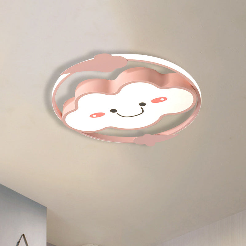 Iron Rainbow/Cloud Flush Mount Led Ceiling Light - Cartoon Pink/Blue Fixture For Kids Bedroom Pink /
