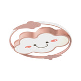 Iron Rainbow/Cloud Flush Mount Led Ceiling Light - Cartoon Pink/Blue Fixture For Kids Bedroom