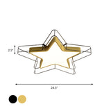 Modern Black/Gold Pentagram Flush Mount Led Ceiling Lamp For Bedrooms With Acrylic Cage Fixture