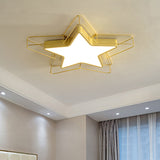 Modern Black/Gold Pentagram Flush Mount Led Ceiling Lamp For Bedrooms With Acrylic Cage Fixture Gold