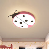 Ladybug Cartoon Led Flush Mount Light Fixture - Fun Acrylic Red/Yellow Flushmount Lighting For